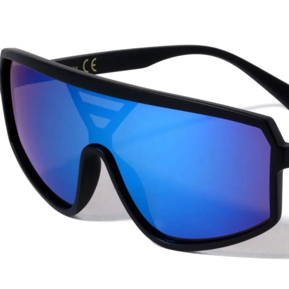 Men Sunglasses Blue Mirror Lens White Frame Driving Running Fishing Style Lentes